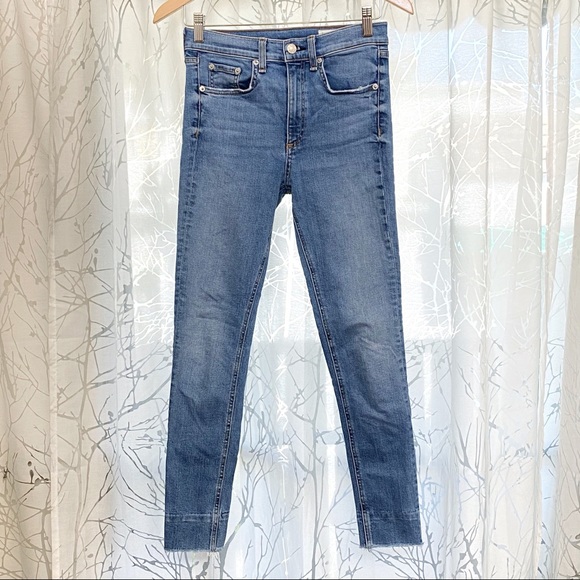 Rag & bone high rise waist ankle skinny crop cropped light blue jeans pants - Picture 5 of 13